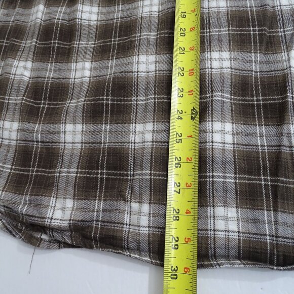 Wrangler Brown Plaid Button Up Flannel Western Shirt Men Size XL Cotton Long Slv - Picture 9 of 10